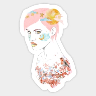 pink Autumn girl moon beauty Sticker